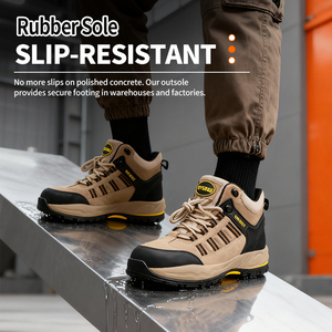 Zapatos de <span class=keywords><strong>Seguridad</strong></span> Tácticos de Gamuza para Hombre, con Puntera de Acero, Resistentes a Pinchazos, Entresuela de Kevlar, para Todo Terreno, Color Gris Stealth - Product Image 6