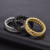 Bijoux en or imperméables et inaltérables, plaqués or 18 carats, en acier inoxydable, chaîne creuse torsadée, bague pour femme et homme