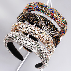 Hua Liyu Bandeau baroque en cristal pour femme, accessoires de cheveux de mariée en forme de S, blanc, or, noir, coloré HH0173 - Product Image 1