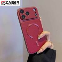 Coque de téléphone magnétique anti-chute avec protection d'objectif intégrée, texture litchi couleur aurore, style luxe pour iPhone 18pm/18pro-13series
