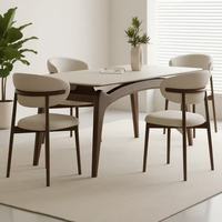 Ensemble table et chaises de salle à manger en bois massif, moderne, petit appartement, plateau rectangulaire en quartz blanc importé, 6 places, durable, hôtel
