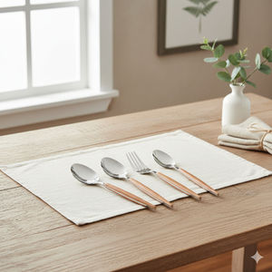 Ensemble de couverts écologiques en acier inoxydable avec manches en métal, design minimaliste moderne pour les fêtes - Product Image 2