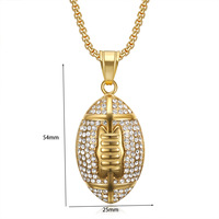 Perhiasan Hip Hop Gothic Rugby Football Pria Olahraga Liontin Fashion Custom Berlapis Emas 18k Kalung Baja Tahan Karat untuk Pria