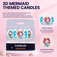 Lot de bougies d'anniversaire en forme de sirène et d'équidé marin, mignonnes, sur le thème de l'océan, en cire alimentaire, avec pics en bois pour gâteau