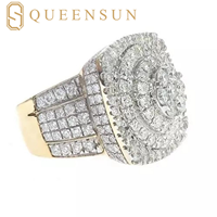 Bague Queensun pour Homme en Moissanite Diamant VVS, Argent S925 10K 18K, Style Hip Hop Champion Bling