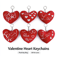 Porte-clés en peluche cœur rouge de 12 cm, brodé avec une lettre d'amour, cadeau de Saint-Valentin, breloque de sac en peluche, vente en gros