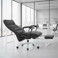 Échantillons gratuits Chaise de patron en cuir noir Vente en gros avec repose-jambes Mobilier de bureau de travail Gestion d'usine Chaises en cuir de bureau du PDG