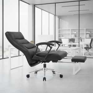 Amostras grátis Black Leather boss <span class=keywords><strong>Chair</strong></span> Atacado com Leg <span class=keywords><strong>Rest</strong></span> Work Office Furniture Factory Management Ceo Office Leather Chairs - Product Image 6