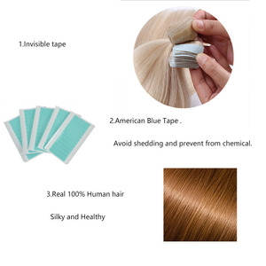 Extensions à bandes adhésives double tirage en cheveux vierges bruts chinois, très demandées aux États-Unis, extensions à bandes adhésives double tirage russes - Product Image 6