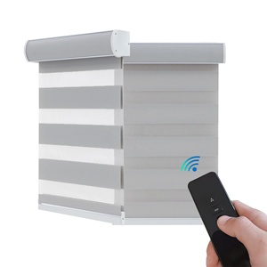 Joli design alexa panneau <span class=keywords><strong>solaire</strong></span> occultant stores zébrés en tissu occultant double stores zébrés pour fenêtre gris stores zébrés manuels - Product Image 1