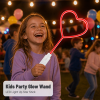 Rotes Herzförmiges LED-Neon-Leuchtstab mit 3 Blinkmodi, Druckknopf, Batteriebetriebenes Leuchtspielzeug für Party, Konzert, Festival, Geschenk