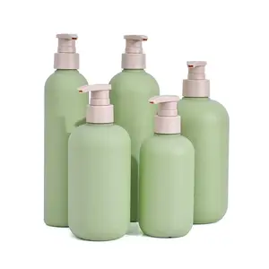 定制绿色HDPE塑料波士顿圆形泵瓶分配器，用于洗发水乳液浴室化妆品包装容器