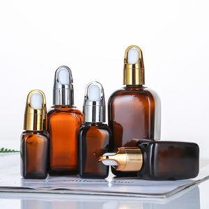 Flacon compte-gouttes d'huile essentielle carré recyclable flacon en verre de sérum flacon en verre cosmétique ambré - Product Image 3