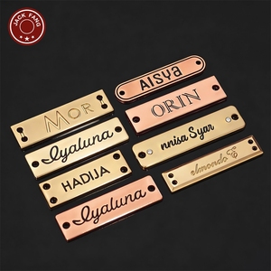 JACK FANG Custom Metal 3D Embossed Logo Labels For Garment Rectangle Laser Cut Gold Rose Gold <b>Names</b> <b>Tags</b> - Product Image 3