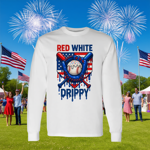 T-shirt à manches longues de baseball rouge et blanc avec motif patriotique du 4 juillet - Product Image 3