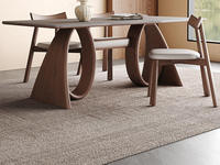Table à manger rectangulaire moderne de luxe avec base en bois massif de haute qualité et plateau en marbre pour la salle à manger familiale