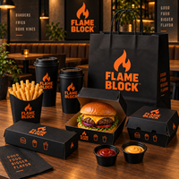 Boîte d'emballage alimentaire personnalisée en papier kraft de qualité alimentaire pour la livraison de repas rapides, de hamburgers, de poulet frit et de frites pour restaurants à emporter