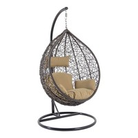 Jardin Rotin Intérieur Balcon Cour Meubles en osier Extérieur Métal Stand Patio Suspension Oeuf Balançoire Chaise