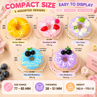 Jouet Squishy Donut Mignon en Gros, Jouet Sensoriel Anti-Stress en Silicone Souple à Presser, Motifs Assortis de Desserts en Forme d'Anneaux pour Cadeaux
