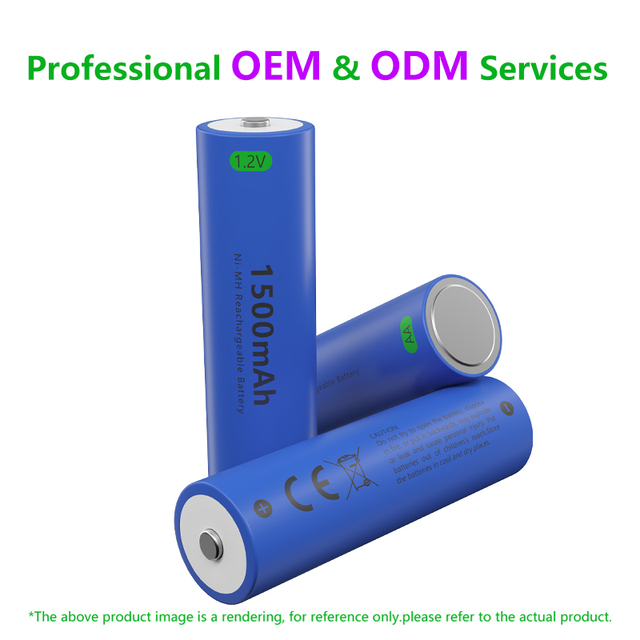 AA Rechargeable NiMH Battery 1.2V 1500mAh for Consumer Electronics Toys Flashlight-CE/RoHS Certified OEM Bulk Packs