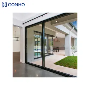 GONHO Aluminiumrahmen thermische Trennung Doppelverglasung geräuschlos schalldicht kundenspezifische Aluminium-Schiebetür aus Glas