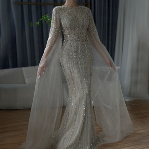 Serene Hill LA72775 Abito da Sera Lussuoso a Sirena con Perline, Elegante con Collo a O e Maniche a Mantella, Lunghezza a Terra, per Feste Formali 2026 - Product Image 3