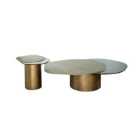 Table basse nuage moderne de luxe en acier inoxydable avec plateau en verre, ensemble de meubles de salon, facile à nettoyer, qualité supérieure - Grande Vente