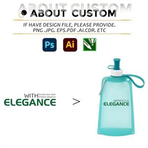 Bouteilles d'eau pliables personnalisées, sacs à eau réutilisables avec mousqueton, bouteille d'eau de voyage 550 ml pour le camping et la randonnée - Product Image 2