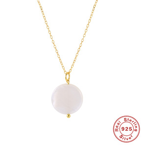 Collar de concha redonda de corazón de amor geométrico para mujer, joyería de plata de ley 925 delicada, venta al por mayor - Product Image 3