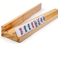 Règle de Mahjong style juif américain 2-en-1 (règle et support de tuiles) avec tige de poussée, support de Mahjong 17,5 pouces en ABS, pour 4 joueurs