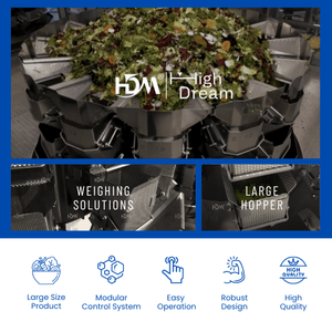 Diseño de superficie de contacto con hoyuelos, tolva de gran volumen, brotes de soja, ensalada, verduras, pesadora multicabezal, máquina empacadora - Product Image 3