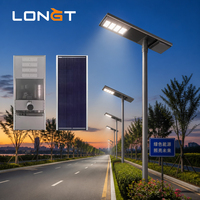Farola Solar LED Todo en Uno LONGT 30W/40W/60W IP65 con Certificación ROHS, Sensor de Movimiento de Aluminio, Garantía de 3 Años, Luz Diurna de 6000K