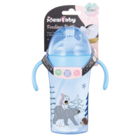 Biberón de PP de 300 ml (10 oz) con cuello súper ancho, asa, tetina y pajita