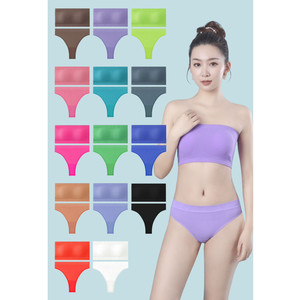 Summer Women's Sexy Strapless Lace <strong>Bra</strong> Panties Set Casual <strong>Candy</strong> Color Lingerie Includes Wrapped Chest Bag-Packed Panties <strong>Bra</strong> - Product Image 3