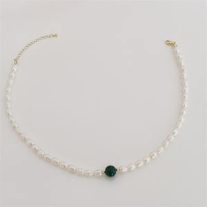 Trendy doğal tatlı su incisi Hetian yeşim Jasper boncuk ile hediye için bir Link zinciri üzerinde yüksek kaliteli kadın moda kolye - Product Image 3