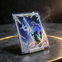 Carte postale personnalisée OEM avec impression numérique 3D UV holographique sur carton, personnage IP, anime, dessin animé, ange, croix, œuvre d'art personnalisée en gros