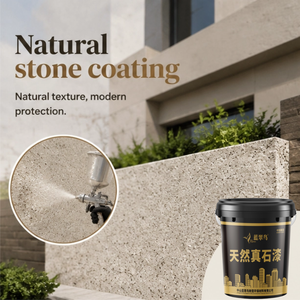 Peinture à texture pierre naturelle aspect épuré, résistante à la saleté, pour façade de bâtiment commercial en centre-ville - Product Image 1