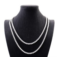 Chaîne Tennis Moissanite Scintillante en Argent Sterling 925, Bracelet et Collier avec Grappe de Moissanites VVS Taille Ronde 2mm 3mm 5mm 4mm, Vente en Gros
