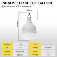 Ampoule LED certifiée T100 DC5V, lampe portable à batterie rechargeable automatique, lampe d'urgence Bombillo DC5V rechargeable