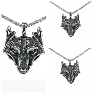 Collar con Colgante Vikingo de Acero Inoxidable al por Mayor con Diseño Original de Cabeza de Lobo Nórdico, Joyería Animal Chapada en Oro de 18K - Product Image 6