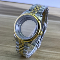 Custom 39mm Seiko NH35 Mechanical Watch Case Sapphire Crystal Glass Movement Stainless Steel Waterproof Model 186