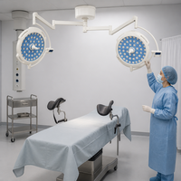 Lampe chirurgicale LED double tête 700/700 sans ombre avec poignées intégrées, CRI élevé, pour salle d'opération hospitalière