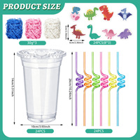 Lot d'autocollants DIY de dessins animés Dinosaures et Océan pour gobelets en plastique, décorations de fête d'anniversaire pour enfants, cadeaux de remerciement et remplisseurs de sacs cadeaux