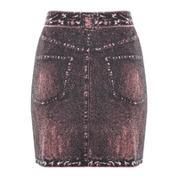 Odm nouveau design col rond poche plaquée haut court bouton coton manches bouffantes tricoté cardigan jupe tricoté 2 pièces ensemble