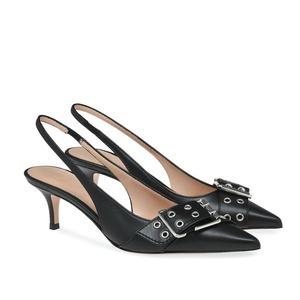 Décolleté con <span class=keywords><strong>tacco</strong></span> gattino da donna di design marrone nero bianco con slingback con occhielli 2024 - Product Image 5