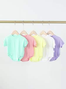 Combinaison à manches courtes pour bébé, garçon et fille, en modal, col rond, style décontracté, pour l'été - Product Image 5