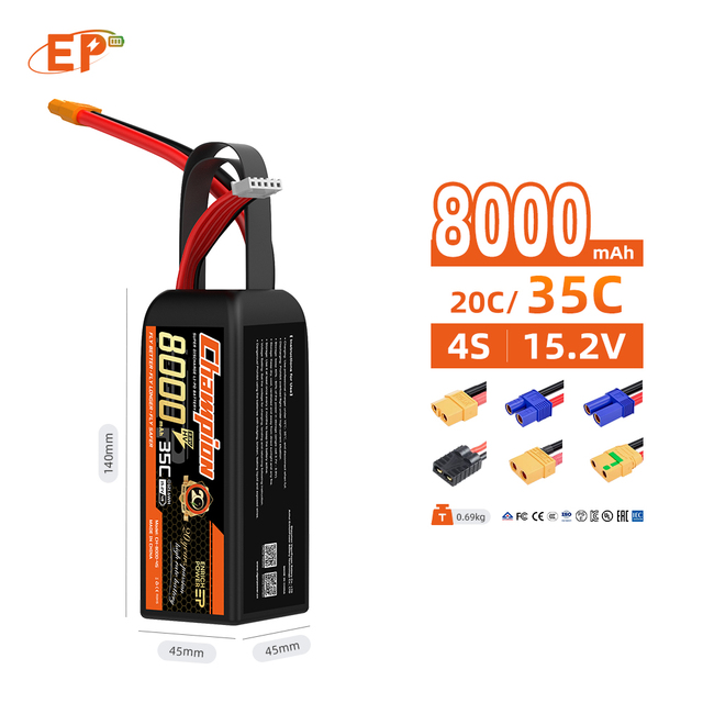EP 6S 4S 3s 22.2V 180C High Discharge Rate Lipo Battery 6000mAh 8000mAh 10000mAh for Long Rage FPV Drone and RC Car Racing
