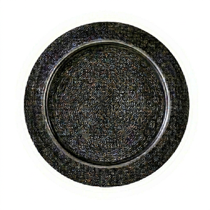 Assiette de Présentation Ronde Minimaliste Noire en Aluminium Écologique Style Occidental Classique Gravure Logo Personnalisé Mariage - Product Image 1