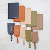 Set Penanda Paspor & Label Bagasi Kulit PU Kulit Sintetis Berukir Monogram Kustom Grosir