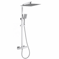 Système de douche thermostatique apparent noir mat, ensemble de douche pluie carrée murale de 12 pouces avec douchette à main pour hôtel et maison